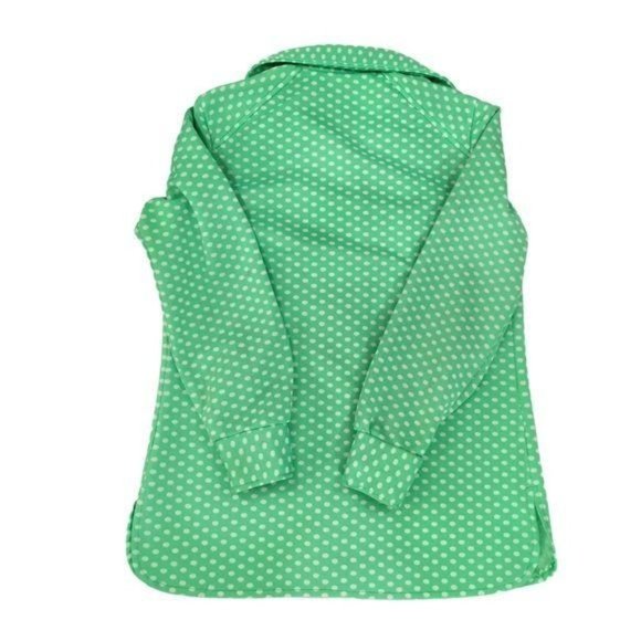 Vintage 1960s Green Polka Dot Button Down Shirt - Picture 2 of 11